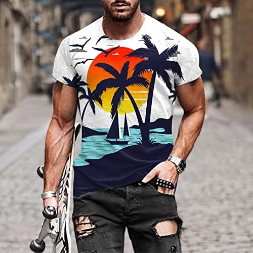 ayaso Модерен Мъжки тениски с 3D Плажен принтом, Мъжка Тениска с къс ръкав, Ежедневни тениски с Гавайским модел,