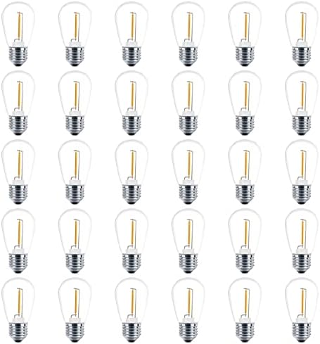 Гирляндные крушки Meconard 30 Бр. S14 Edison, Преносими лампи с мощност 1 W за външни гирлянди, Нечупливи led