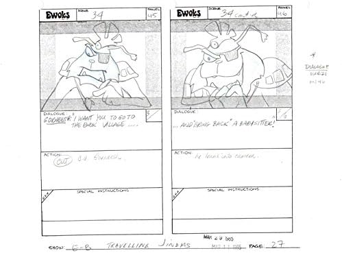 Оригиналната производствена сториборд Междузвездни войни Эвоки от Lucasfilm и Nelvana 1985-6 p27