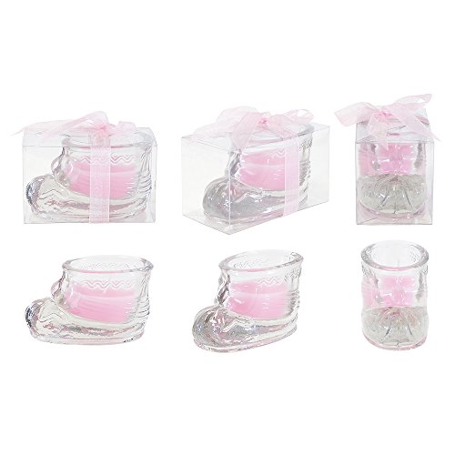 Lunaura Спомен Baby - Комплект от 12 Стъклени Свещи с аромат на Детски обувки за момичета - Розов