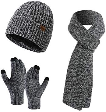 Зимни шапки Honnesserry, Шал за мъже, Ръкавици със сензорен екран, Топли Мъжки Шалове и Шапчица-Бини, Набор