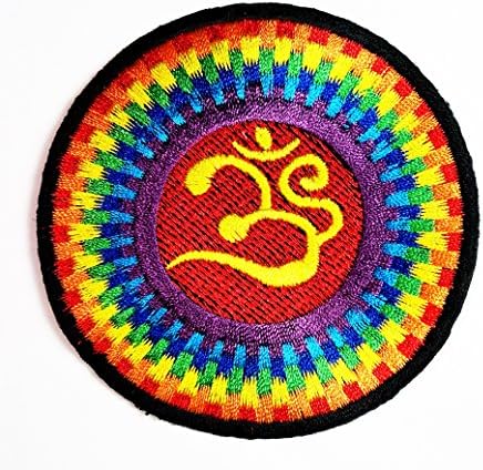 HHO Цветна Дъга Аум Ω Ω, Индуистская Йога, Индийски Лотос, Щастлив Знак, Нашивка с Логото на Хипи, Бродирани