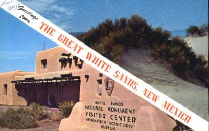 Национален паметник на Уайт-белите пясъци, Ню Мексико, пощенска Картичка