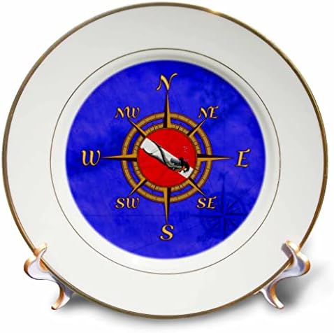 Триизмерен морски компас за гмуркане с жена дайвером и синя карта на плуване. - Указателни табели (cp_358273_1)