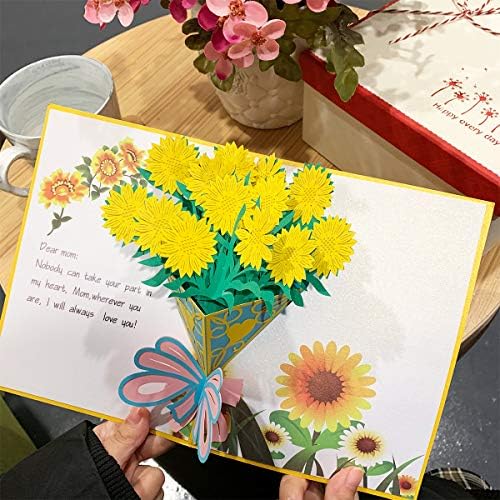 Всплывающая картичка с мехурчета Caramella, 4 опаковки, 3D Поздравителна картичка с Ден на Майката, Цветя Картичка