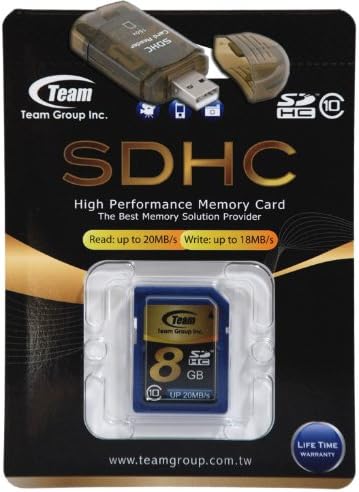Високоскоростна карта памет 8GB Class 10 SDHC Team 20 MB / s. Най-бързата карта на пазара за SANYO VPC S670R