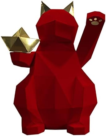 Честит Котка 3D Книжен Модел Геометрична Пъзел Оригами, направи си САМ Украса на Дома Творчески Хартиен Трофей