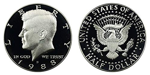Монетен двор на САЩ, 1988 г. С Дълбока Камеей Кенеди Proof Half DCAM