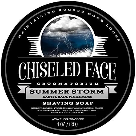 Лятна Буря от Chiseled Face — Луксозен сапун за бръснене ръчна изработка — Гъста пяна — Гладко, комфортно бръснене — на Сапун, на базата на мазнини — Произведено в САЩ