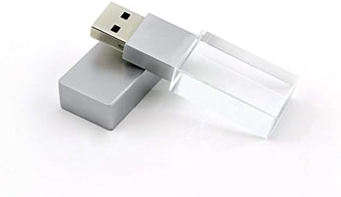 HOPAS Нов Кристално Прозрачен Правоъгълен Истински USB Флаш памет Сватбен Подарък Писалка-Устройство, Сребрист (32 GB)