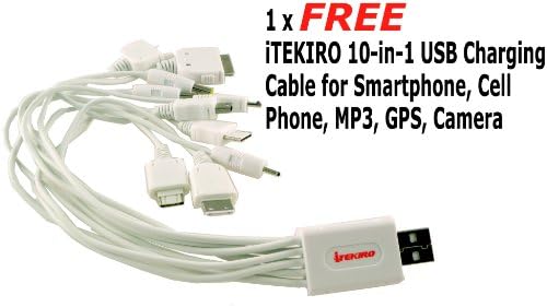 iTEKIRO AC Стенно Зарядно за Кола dc Комплект за Panasonic DMW-BMA7 + iTEKIRO 10-в-1 USB Кабел За зареждане