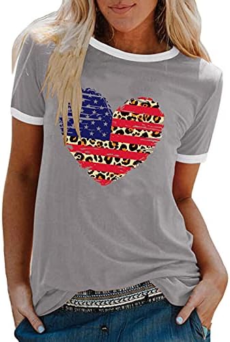 На 4 юли, Патриотични Блузи за жени, Риза Ден на Независимостта, Летни Тениски с Графичен Дизайн, Блузи с изображение на Знамето на САЩ във формата на Сърце