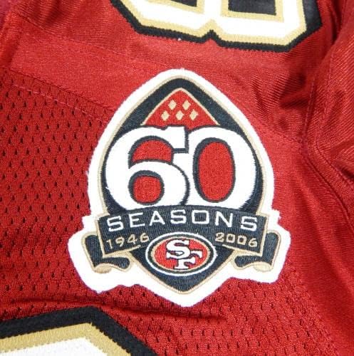 2005 San Francisco 49ers 86 Използвана в играта Червена Риза 60 Seasons Patch 46 DP32817 - Използваните В играта