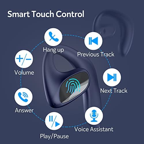 Слушалки CioDat с отворени уши, Истински Безжични слушалки, Bluetooth и безжични слушалки 30 часа възпроизвеждане
