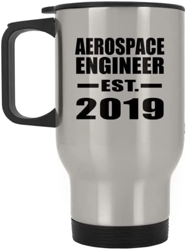 Designsify Аэрокосмический Инженер, Създаден EST. 2019, Сребърен Пътна Чаша С Изолация от неръждаема Стомана