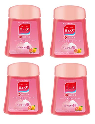 Japan Health and Beauty - Muse пенящееся сапун за ръце без докосване с пълнеж от Грейпфрут 250 мл ¡Á 4 парчета (около 1000 пъти) автоматично дозиране система стерилизация Овлажняващ