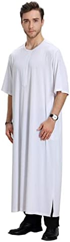 Bmisegm Мъжки Летни Рокли-Ризи Мъжки Ежедневни Мюсюлманските Арабски Средни Обикновена Семиточечные Ризи с кръгло