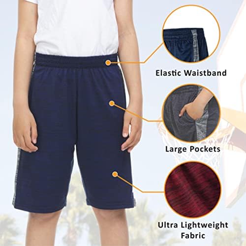 Essential Elements 5 Pack: Гащета за баскетбол с джобове за момчета, Младежки Спортни Панталони за активен спорт,