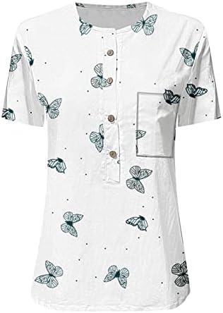 Ризи с копчета за Жени е Свободен, Намаляване на Дамски Летни Блузи, Модни Реколта Ризи с Къс Ръкав, Ежедневни
