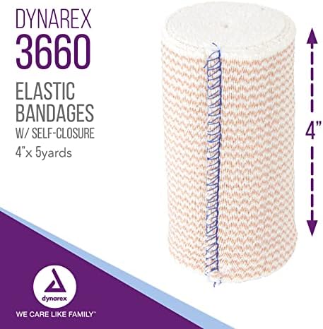 Ластични бинтове Dynarex с самозакрывающимся покритие, 4 x 5 ярда, осигуряват компрессию с увреждания, Изработени
