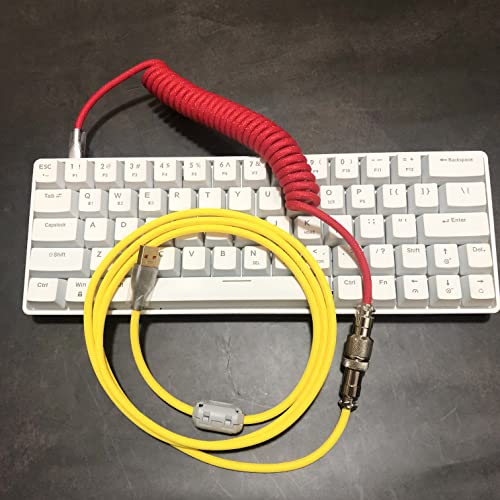 Обичай Кабел механична клавиатура MICOMAKA с две ръкави, Навити USB кабел C ръчна изработка, Плетени кабели Ръчно изработени механична геймърска клавиатура, Спирален ка?