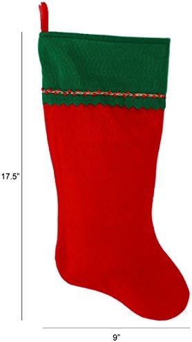 Първоначално Коледни Чорапи с бродирани мен Монограм, Зелено и Червено фетр, Началната буква S