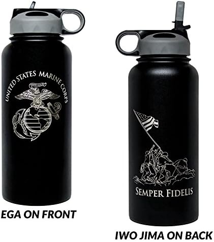 бутилка за вода от неръждаема Стомана на Корпуса на морската пехота на USMC на 32 грама Military Veteran Products - С Вакуумна изолация С Двойни Стени