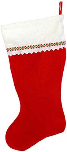 Първоначално Коледни чорапи с бродирани мен монограм, Червено-Бяло фетр, С Инициал