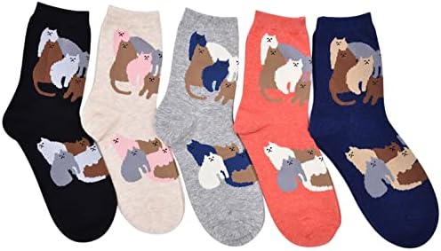 Есенно-Зимни Нескользящие Чорапи, Дамски Чорапи с Изображение на Котка, Памучни Компресия Чорапи за Жените,