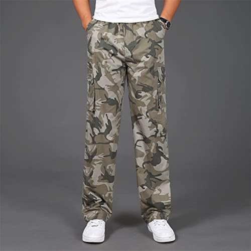 Мъжки Модни Ежедневните Свободни Памучни панталони Големи размери с джоб дантела, Камуфляжные Панталони с Еластичен