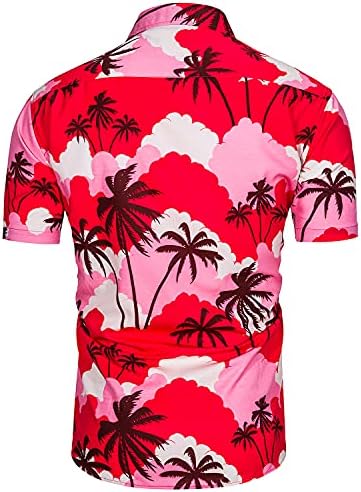 TUNEVUSE Мъжки Хавайски Костюми, Ризи с къс ръкав, Костюми С Флорални Принтом, Тропически Комплекти от 2 теми,
