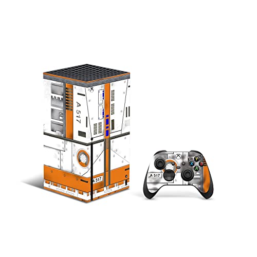 ZOOMHITSKINS, който е Съвместим за Xbox Series X Кожа, Корица Series X Skin, Space Mission Жълто-Оранжево, бяло,