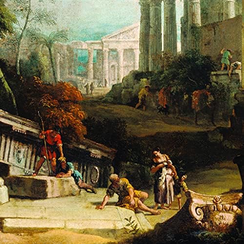 Дизайн Toscano Пейзаж с класически руини и фигури, 1730 Точно Копие на картини върху платно, Grande