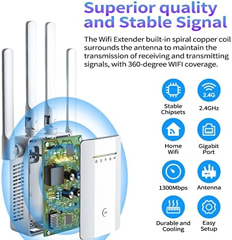 2022 Удължител Wi-Fi Усилвател на сигнала до 7000 кв. метра и 35 устройство, Wi-Fi Ретранслатор, Интернет-усилвател