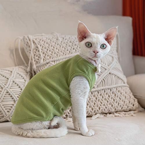 Облекло за бесшерстных котки OCHSTIN, Летен Памук удобен жилетка с лък, подходящ за сфинксове, корниш рексов,
