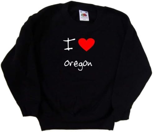 Черна детска Hoody I Love Heart Oregon