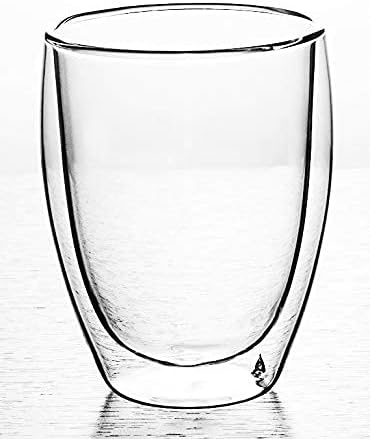Модерните Стъклени чаши с двойни стени Depo, Комплект от 2 Прозрачни чаши кафе на 12 мл / 350 мл