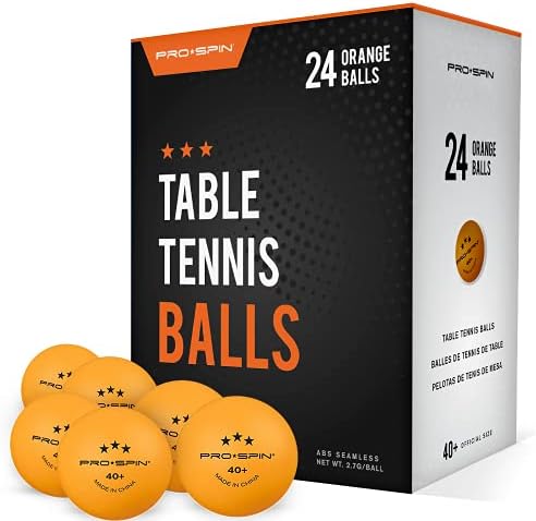 Топки за пинг-понг PRO SPIN | 48 опаковки | Оранжево и бяло | 3 звезди - 40 + Топки за тенис на маса | Високоефективни