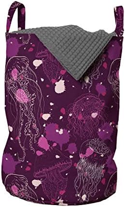 Чанта за дрехи Ambesonne във формата на Медузи, Различни Контурите на Организми с Капки от боя, Линия, Фигура