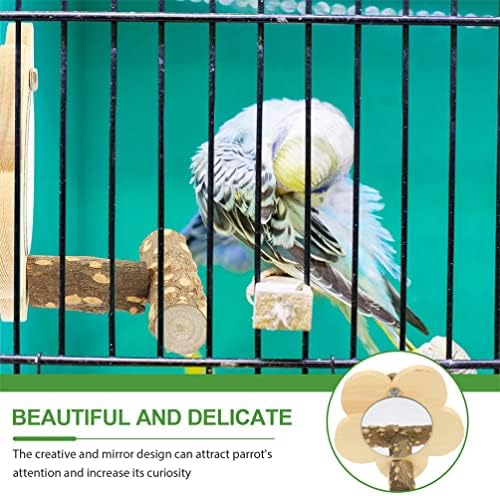 AAOTE Папагал Slr Птица, Интерактивни Играчки 2 елемента Играчка за Папагал Дървена Птица с Огледало Птичья