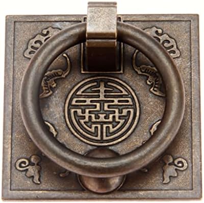 ZHYH 2 бр. Античен Бронзов Латунная Врата копчето шкаф В Китайски Стил, флип-надолу Дръжка, дръжка за чекмедже
