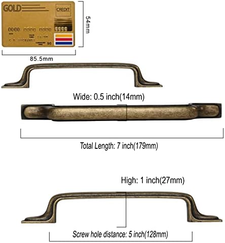 Amerdeco 6 Опаковане. Антични Месингови Дръжки за шкафове 5 Инча (128 мм), С Дупки В Центъра Кухненски Реколта