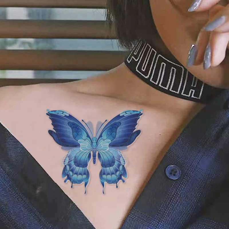 3 Броя Цветни Стикери с Татуировка на Пеперуда Водоустойчиви Дамски Реалистични Устойчиви Белези Покриват Сексуалния