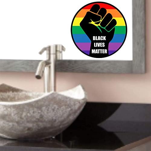Стикер BLM Gay Pride LGBT Black Lives Matter - LGBTQ-IA с Розови флага, Vinyl Стикер премиум-клас, 3x3 инча
