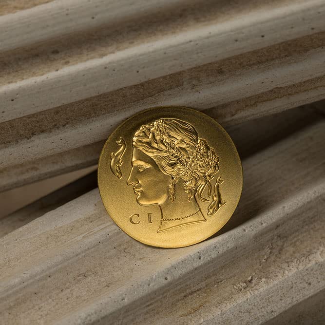 2023 DE Нумизматичният Икони PowerCoin Златна монета Аретуза 5$ Острови Кук 2023 0,5 Гр. Антични Финал