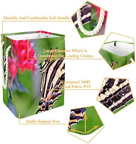 Кошница за дрехи MAPOLO Пеперуда в Цвете Сгъваема Кошница за съхранение на бельо с Дръжки Подвижни Скоби Добре