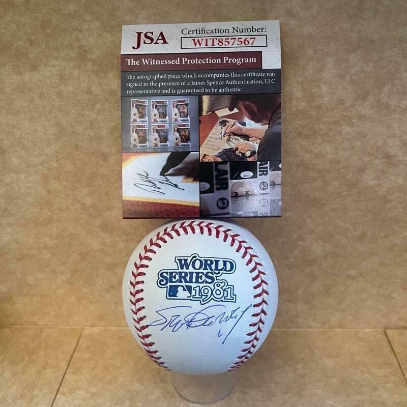 Стив Гарви Лос Анджелис Доджърс Подписа Договор с 1981 Ws Baseball Jsa Wit857567 - Бейзболни топки С автографи