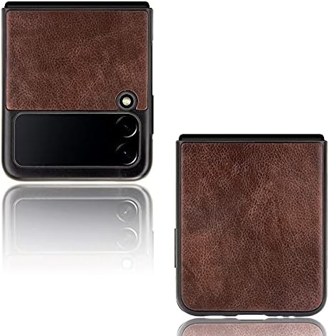 Tranick Предназначен за Samsung Galaxy Z Flip 3 5G Case, Защитен калъф за Samsung Galaxy Z Flip 3 5G от висококачествена, устойчива на надраскване кожа за КОМПЮТЪР (кафяв)