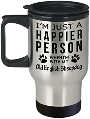 Кафеена Чаша За Любителите на кучета В Пътуване - Щастлив Човек От Старата английска овчаркой -Подаръци За Спасението