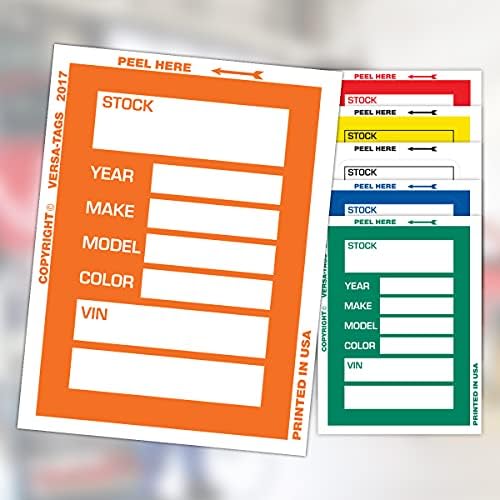 Етикети Versa-Tags за дилъри на автомобили с повишена вирулентност, дизайн, 100 Оранжеви Стикери в прозореца